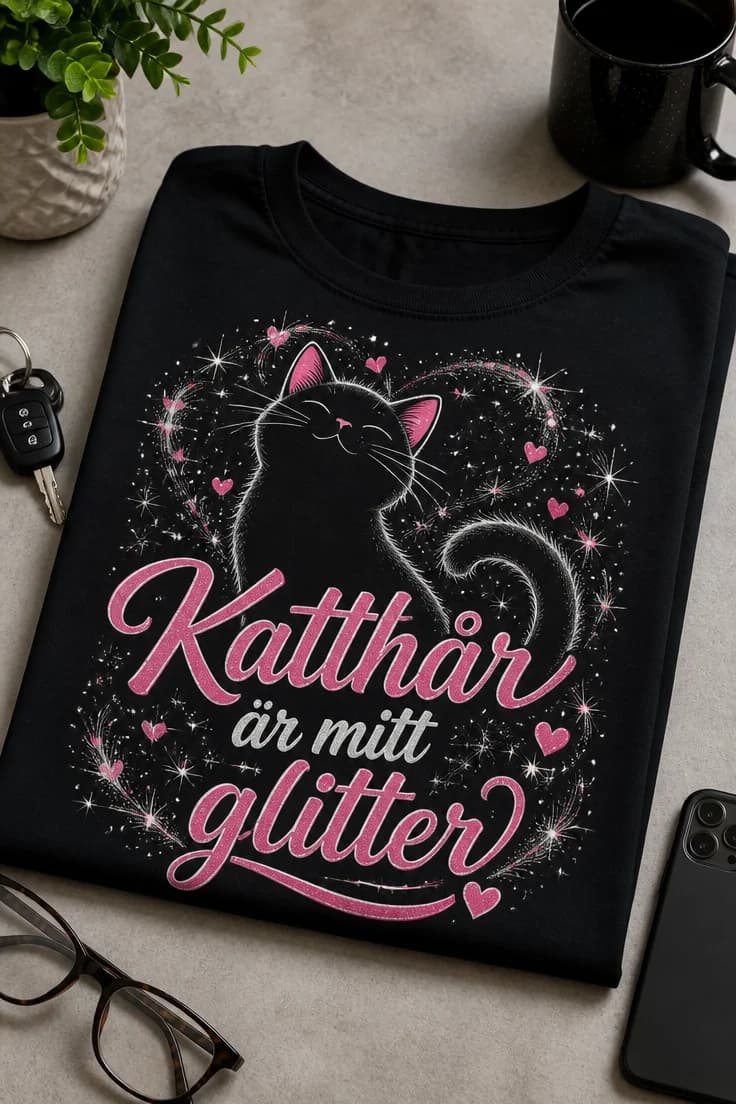 Katt-T-shirt för dam och herr – Katthår är mitt glitter