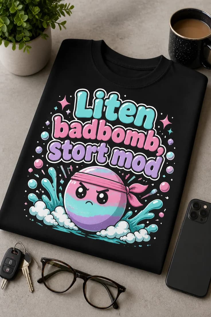 Rolig badbomb-t-shirt – Liten badbomb, stort mod