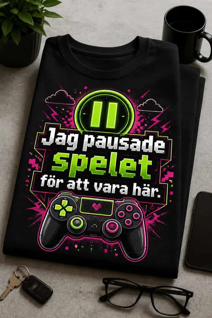 Rolig gaming-t-shirt – Jag pausade spelet för att vara här.