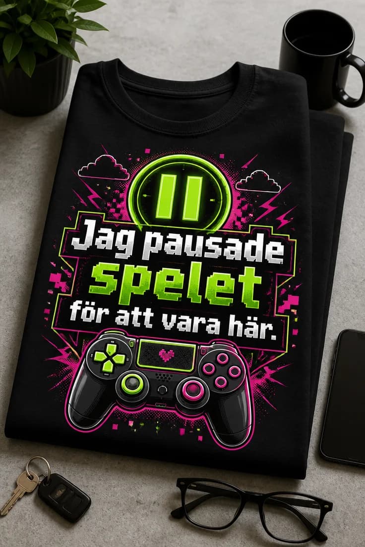Rolig gaming-t-shirt – Jag pausade spelet för att vara här.
