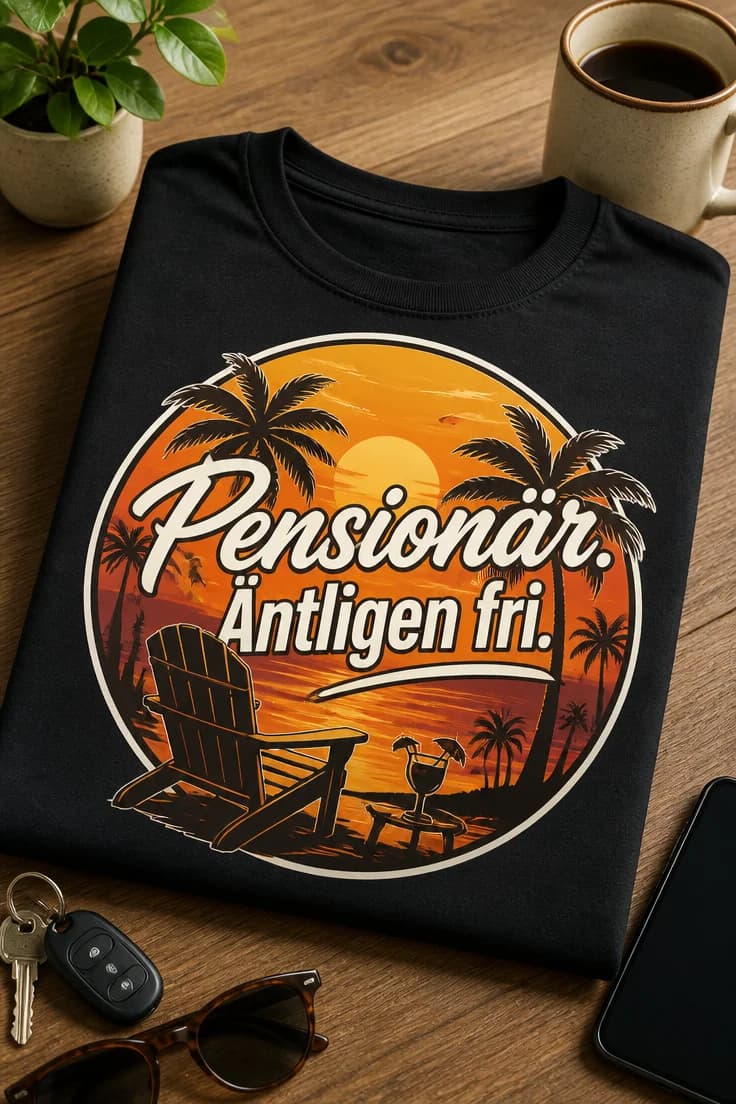 Rolig pensionärs-T-shirt – Pensionär. Äntligen fri.