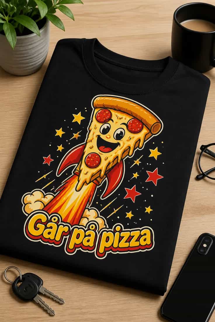 Rolig pizza-T-shirt – Går på pizza