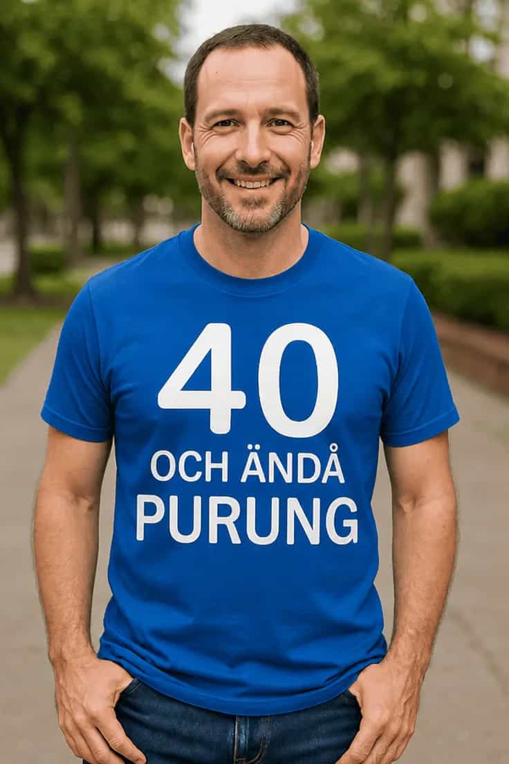 Rolig t-shirt 40 och purung – rättstavad ändå