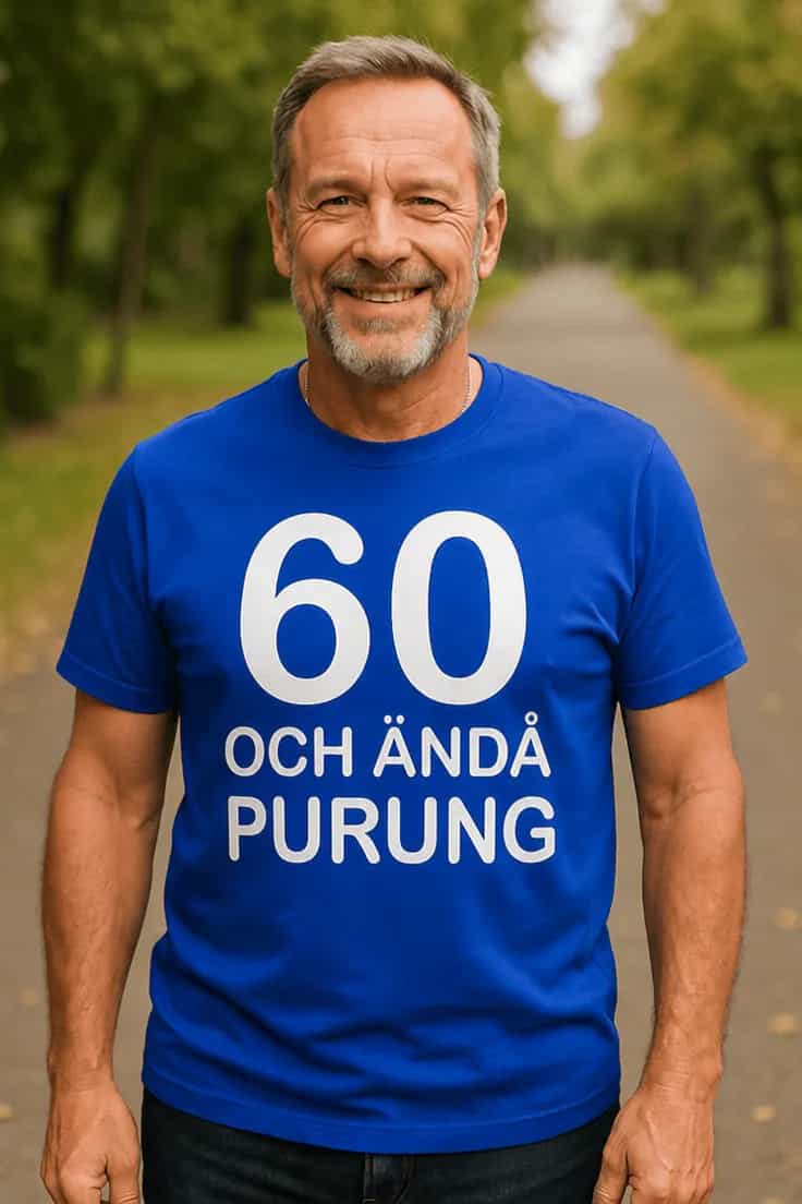 T-shirt 60 och purung – med extra a för extra ålder