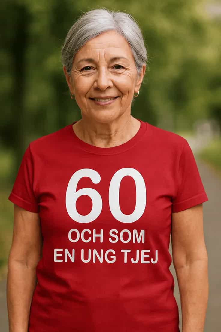 Rolig t-shirt 60 och som ung – 60 OCH SOM EN UNG TJEJ