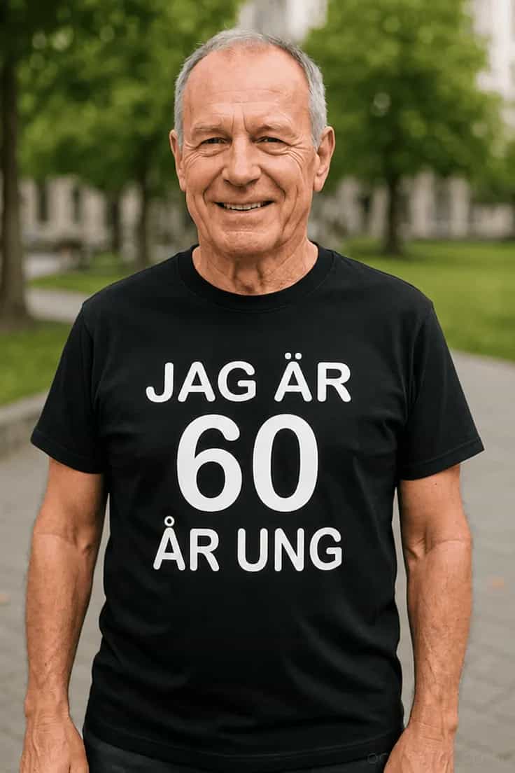 Rolig t-shirt 60 år ung