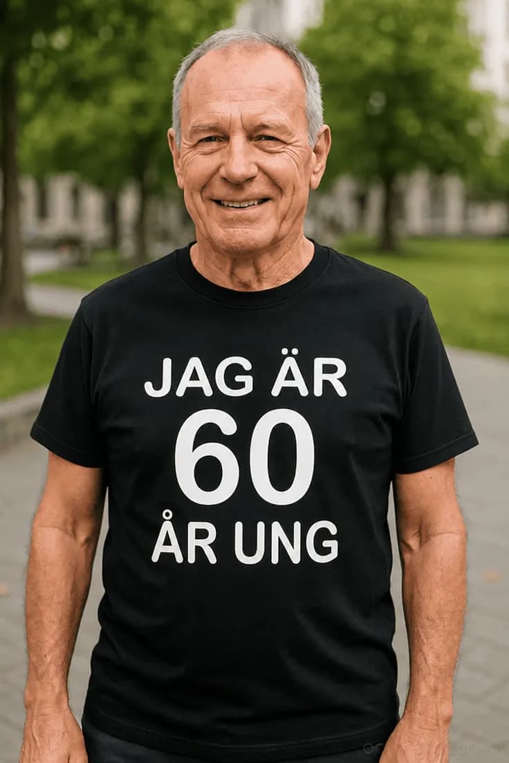 Rolig t-shirt 60 år ung