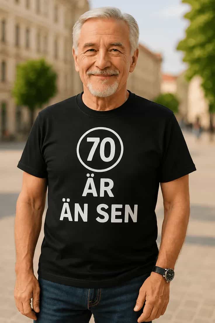 Rolig t-shirt 70 år än sen – 70 ÅR ÄN SEN