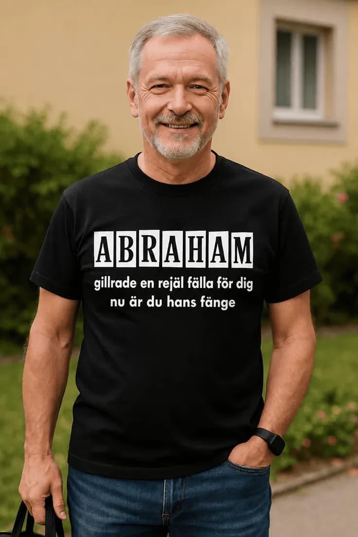 Rolig t-shirt Abraham gillrade en fälla