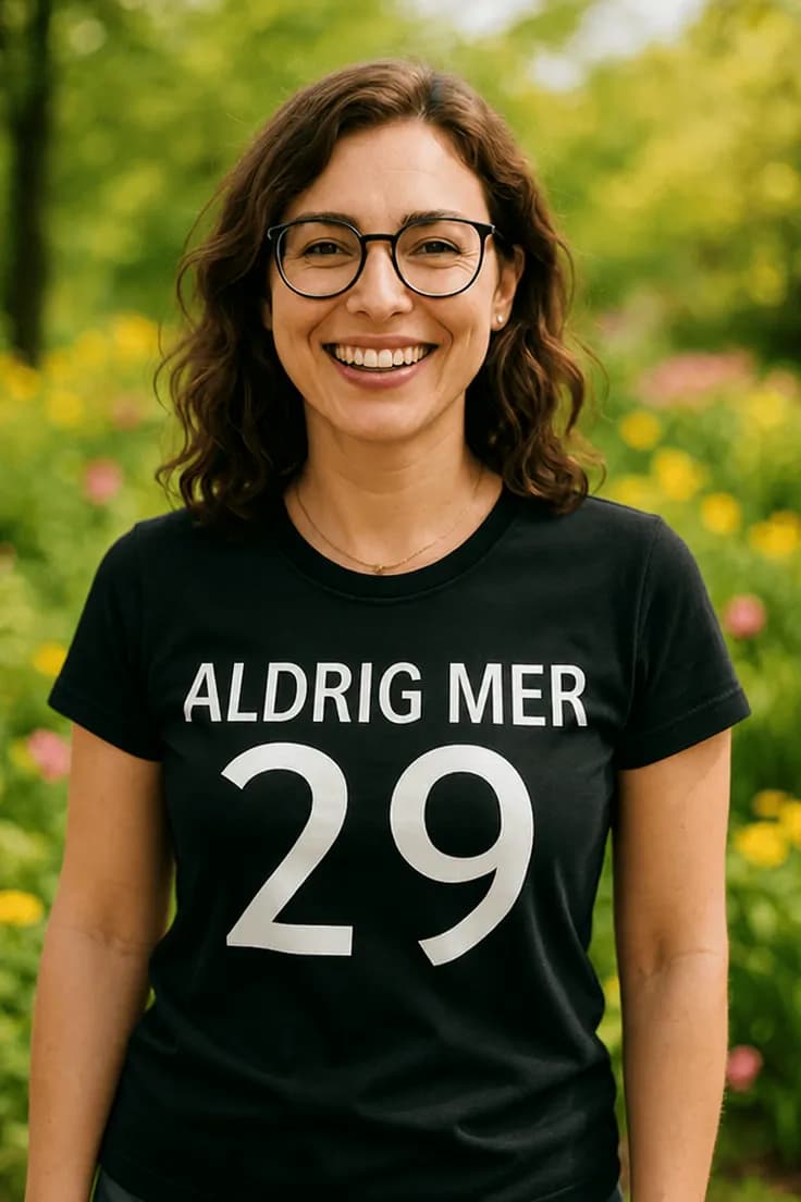 Rolig t-shirt Aldrig mer 29 – ALDRIG MER 29
