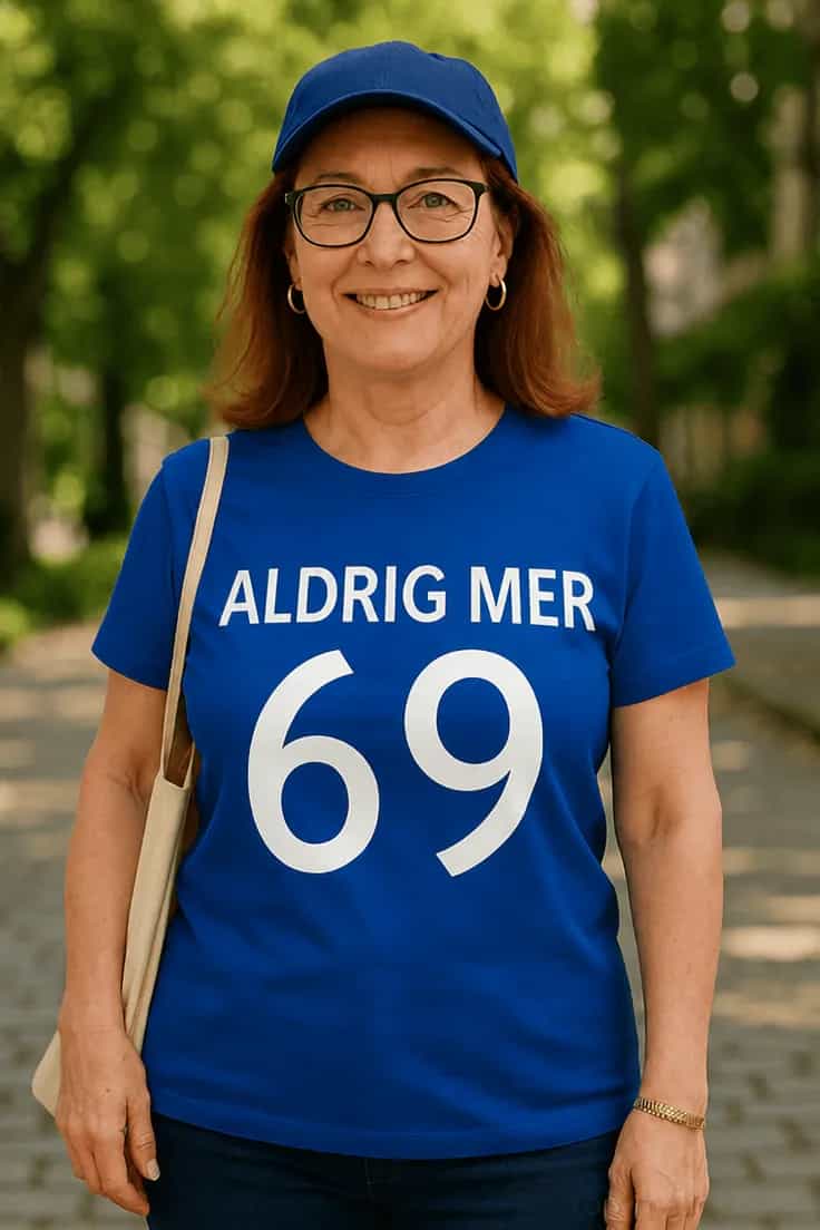 Rolig t-shirt Aldrig mer 69 – ALDRIG MER 69