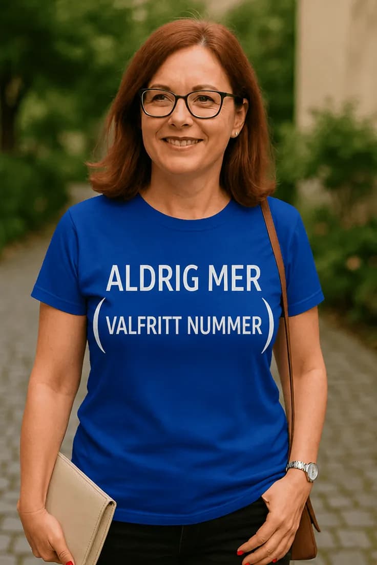 Rolig t-shirt Aldrig mer valfritt nummer