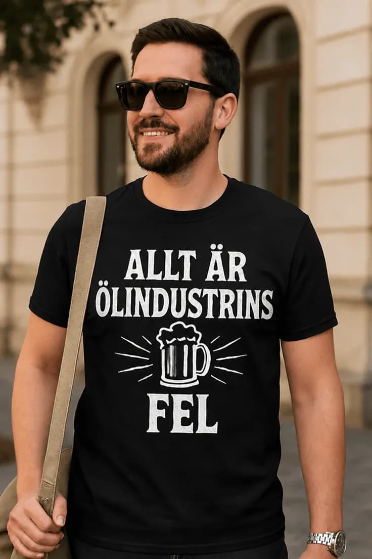 Rolig t-shirt Allt är ölindustrins fel