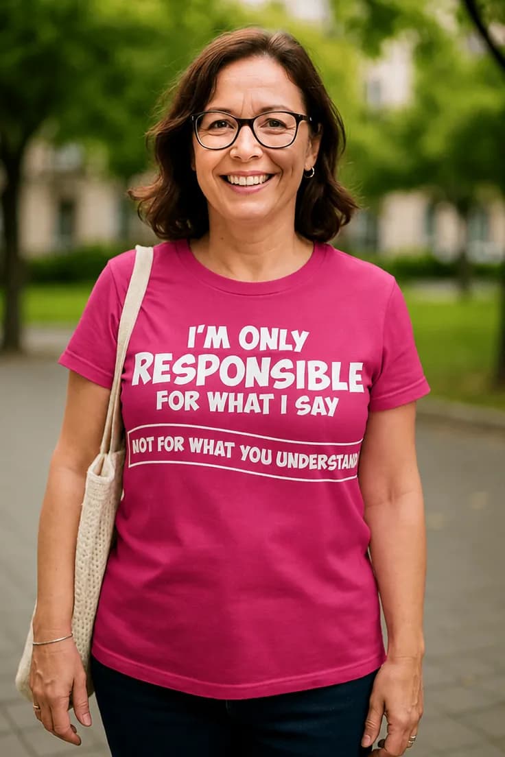 Rolig t-shirt Ansvarig för vad jag säger