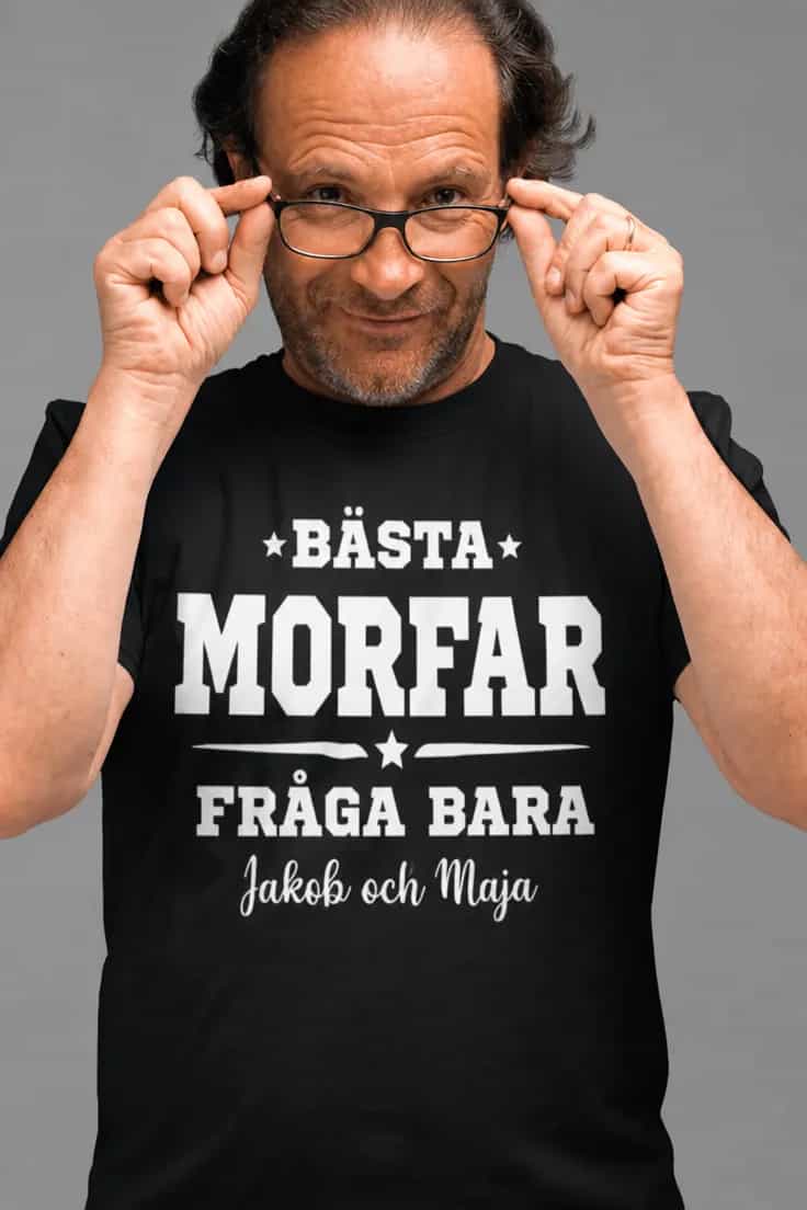 Rolig t-shirt Bästa morfar med namn | Jakob och Maja