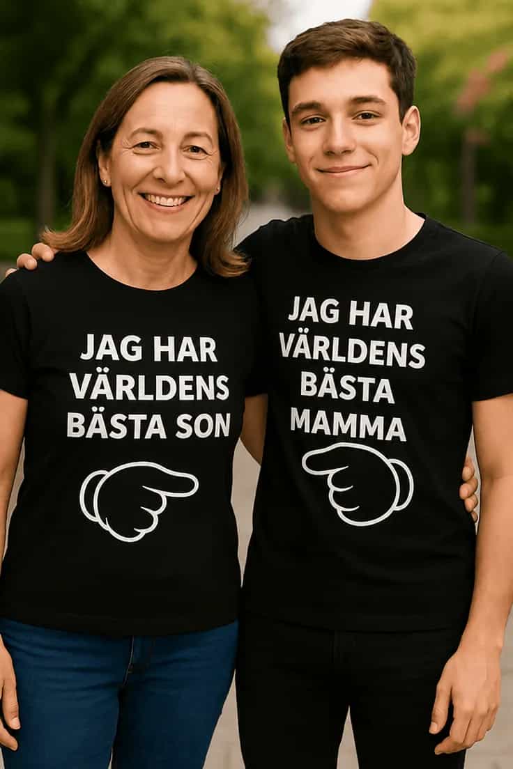 Rolig t-shirt Bästa son och mamma – JAG HAR VÄRLD