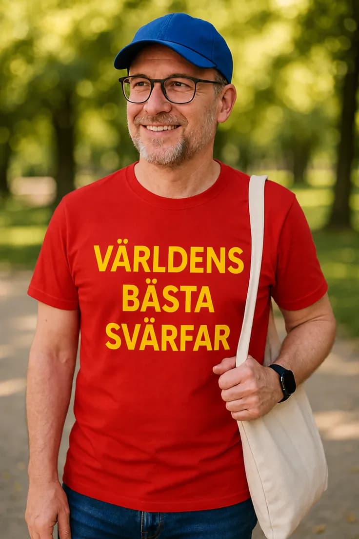Rolig t-shirt Bästa svärfar – VÄRLDENS BÄSTA SVÄRFAR