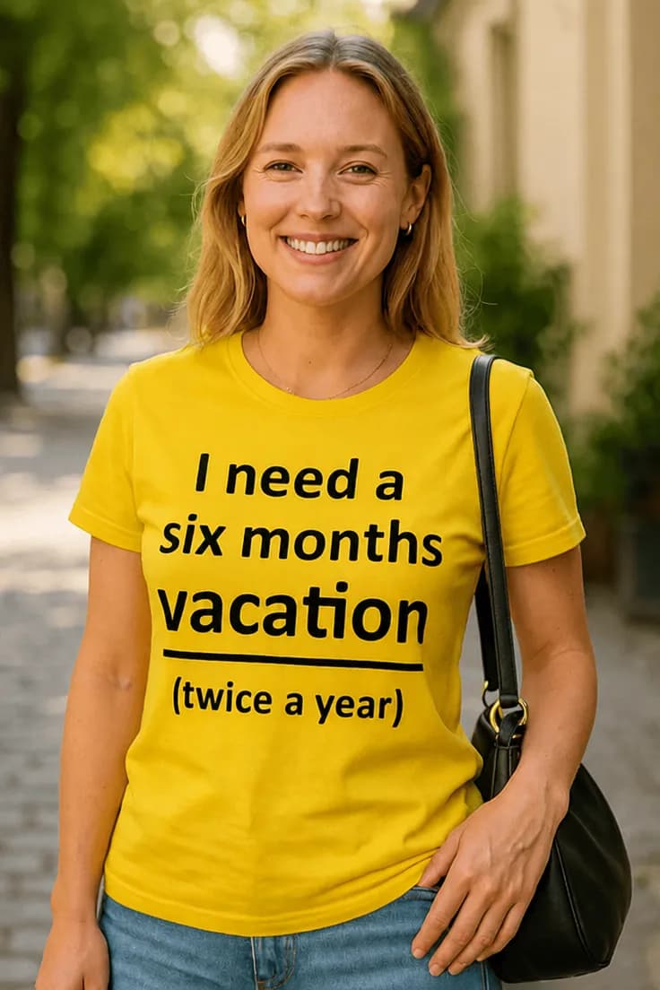 Rolig t-shirt Behöver semester två gånger om året