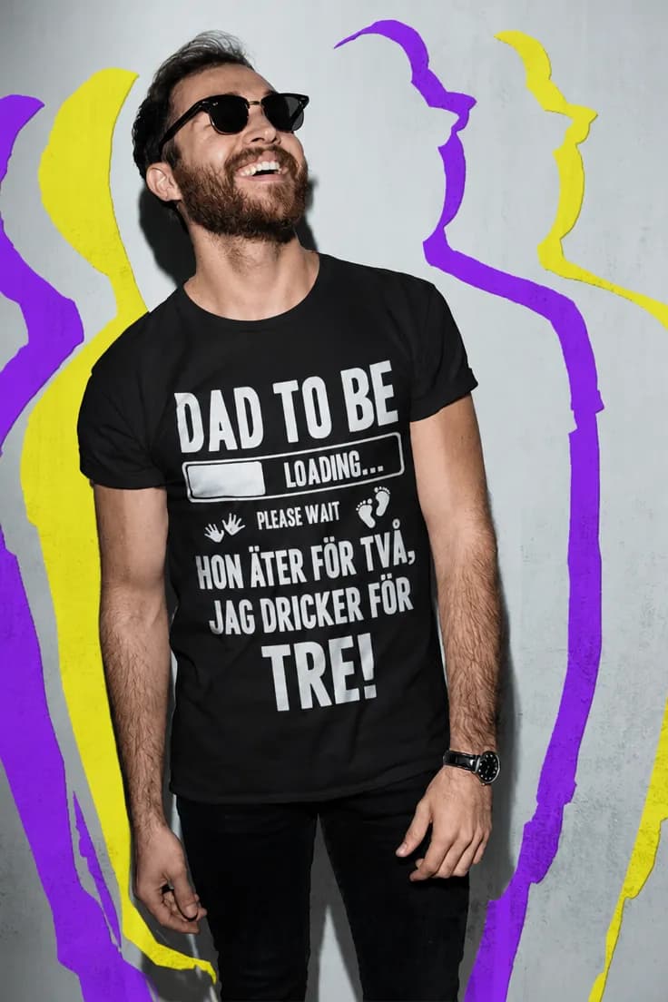 Rolig t-shirt Blivande pappa dricker för tre