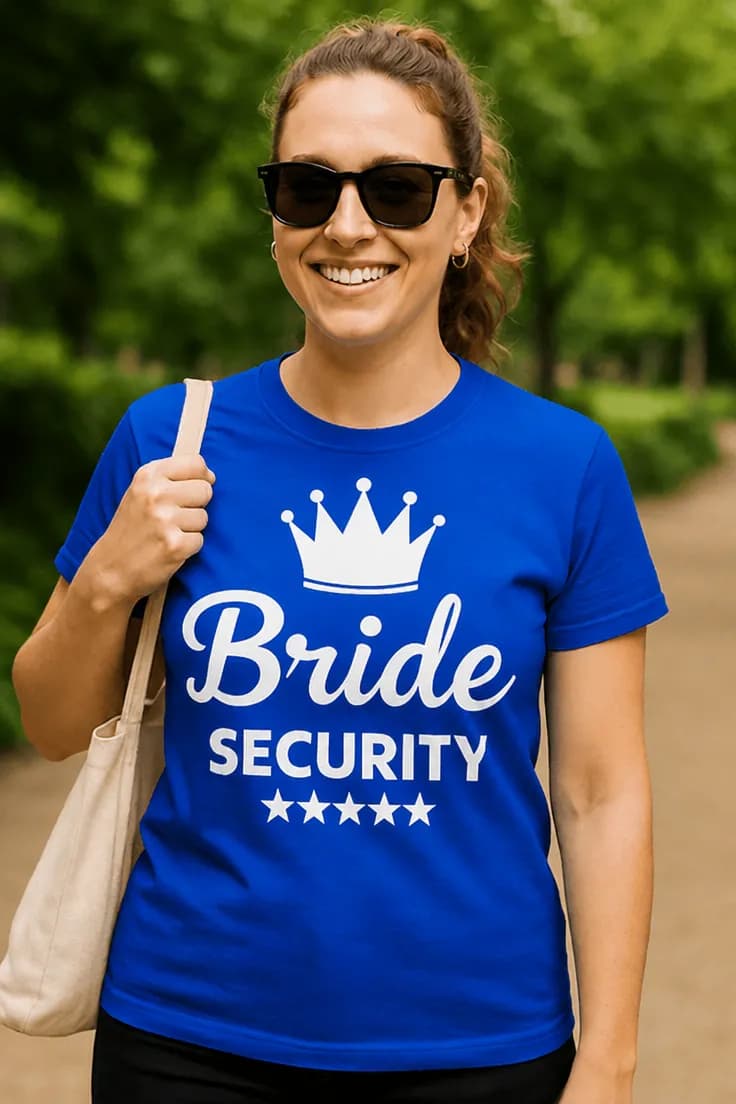 Rolig t-shirt Brudens säkerhet – Bride SECURITY