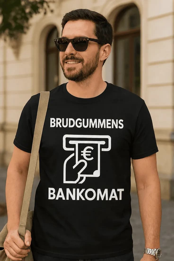 Rolig t-shirt Brudgummens bankomat
