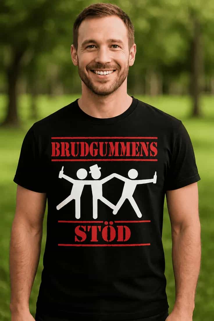 Rolig t-shirt Brudgummens stöd – BRUDGUMMENS STÖD