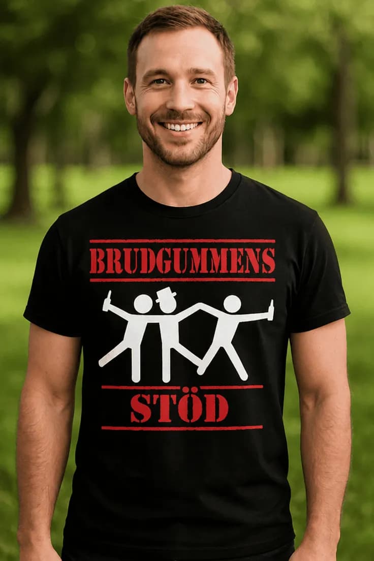 Rolig t-shirt Brudgummens stöd – BRUDGUMMENS STÖD