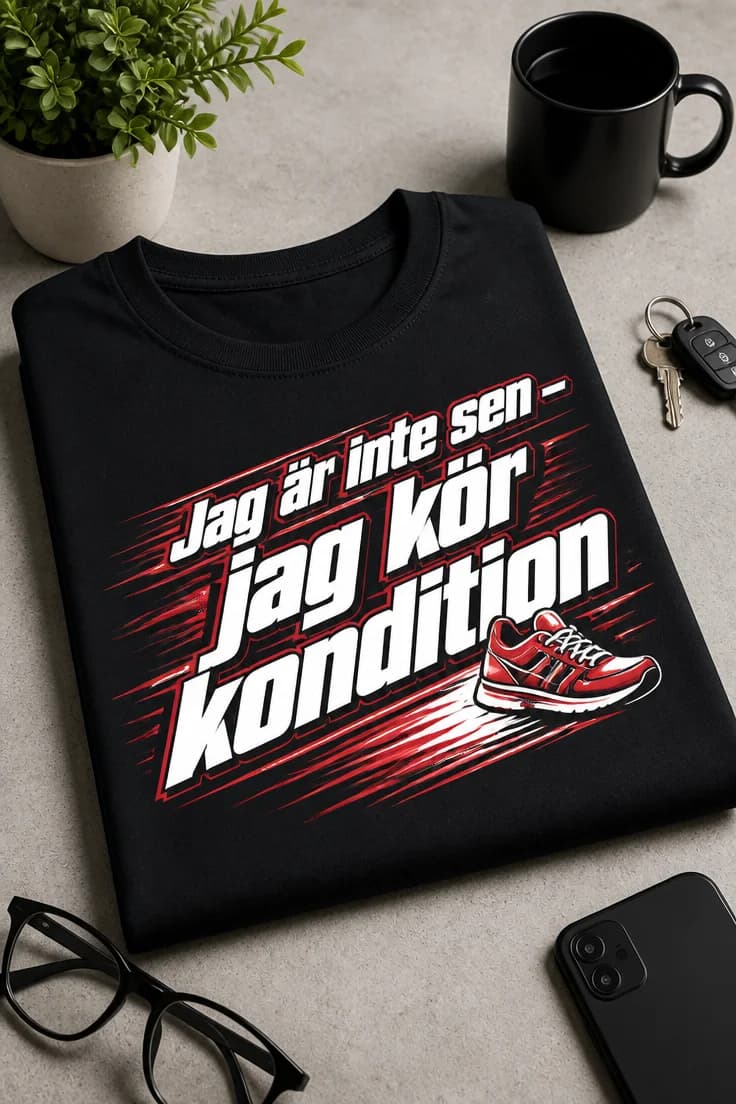 T-shirt jag är inte sen jag kör kondition
