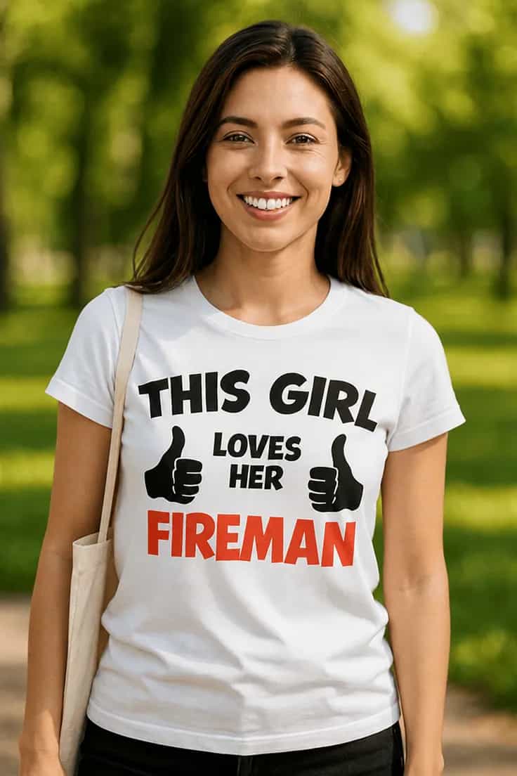 Rolig t-shirt Denna tjej älskar sin brandman