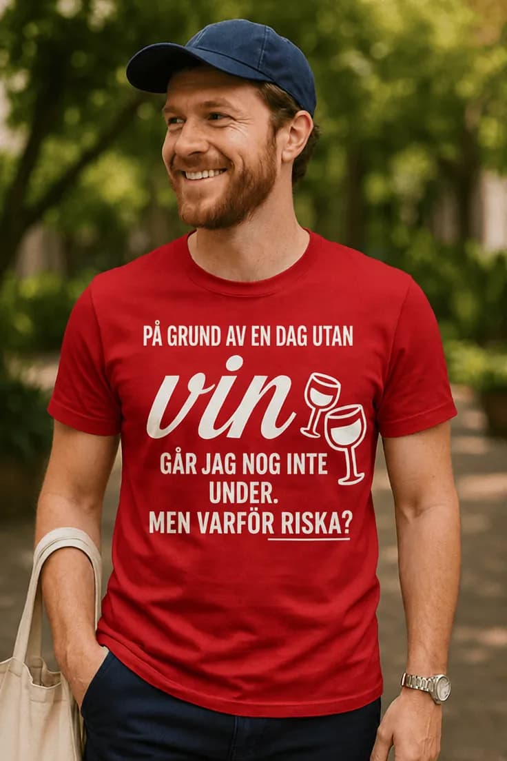 Rolig t-shirt En dag utan vin – PÅ GRUND AV EN DAG