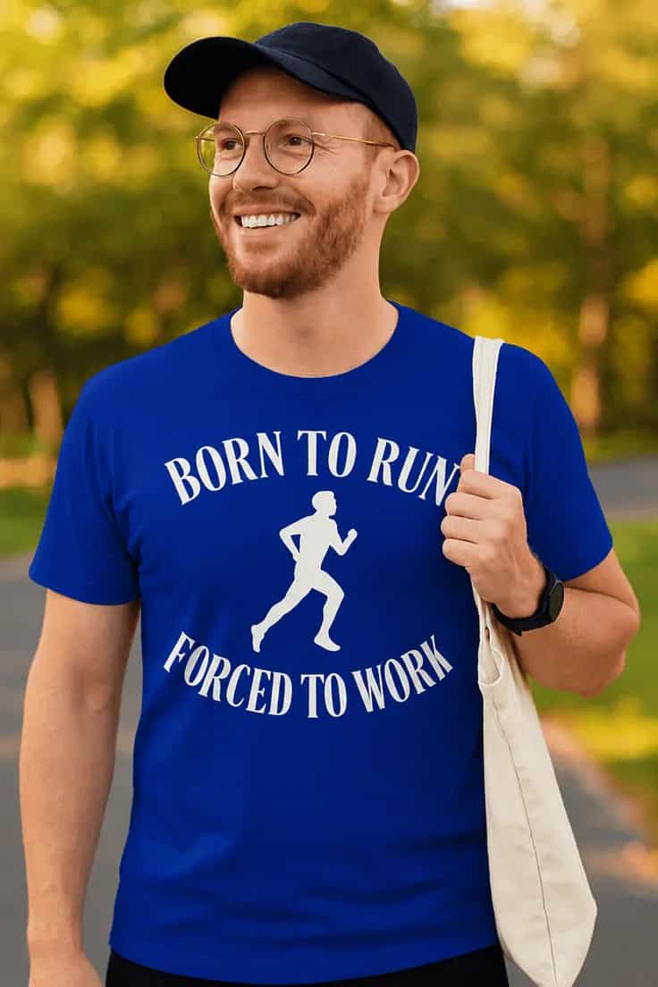 Rolig t-shirt Född att springa – BORN TO RUN $ FORCED TO