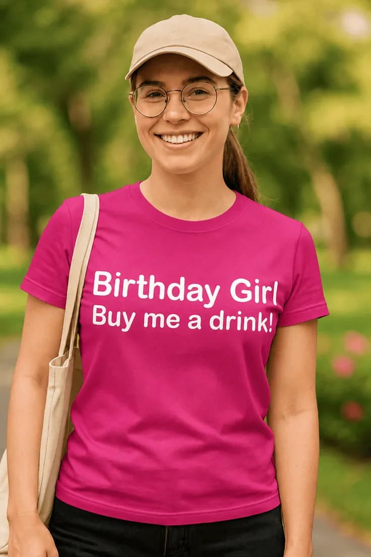 Rolig t-shirt Födelsedag köp mig en drink