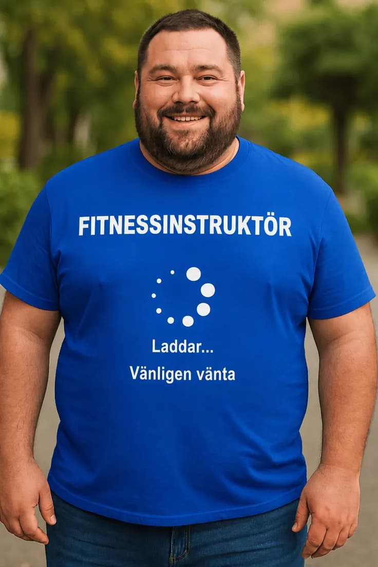 Rolig t-shirt Fitnessinstruktör laddar
