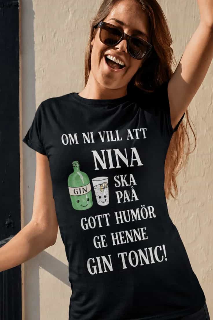 Rolig t-shirt Gin tonic med namn | Nina