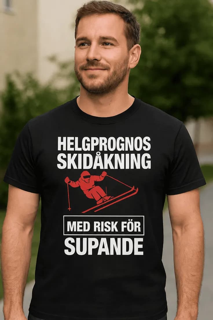 Rolig t-shirt Helgprognos skidåkning