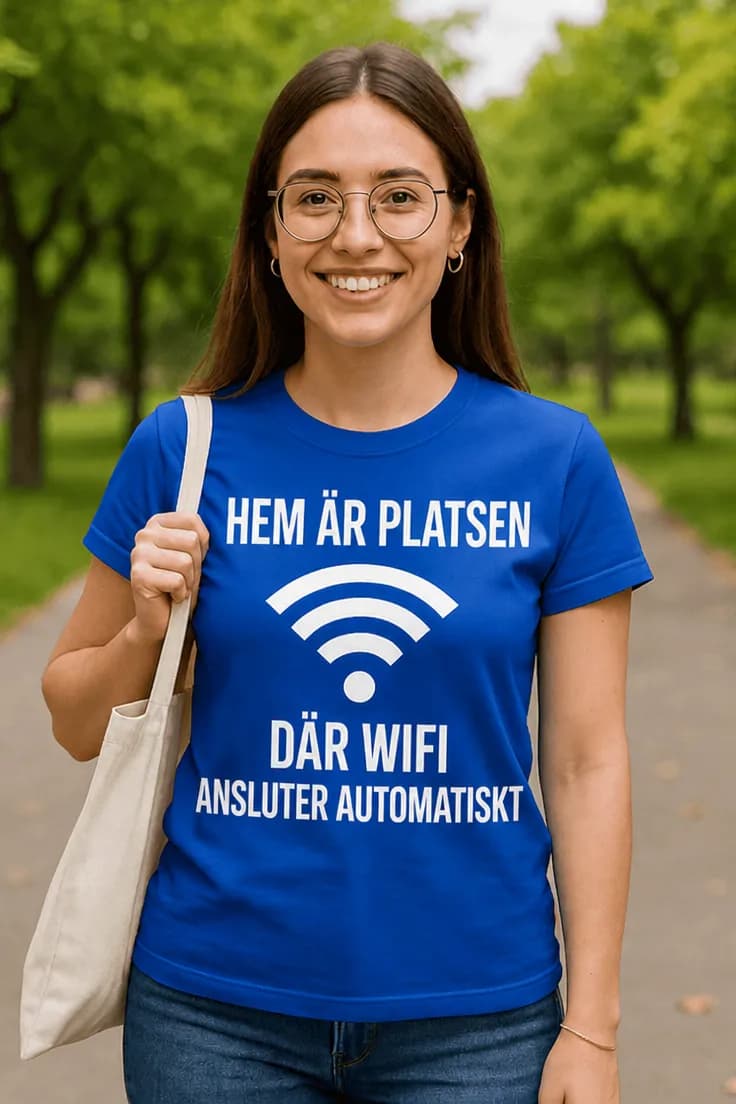 Rolig t-shirt Hem där wifi ansluter | HEM ÄR