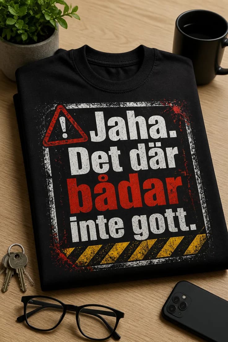 T-shirt jaha. Det där bådar inte gott.