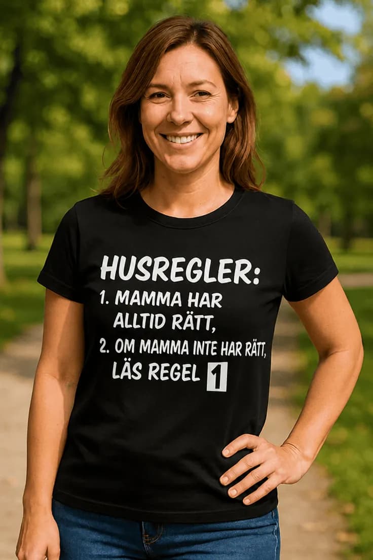 Rolig t-shirt Husregler för mamma – HUSREGLER: