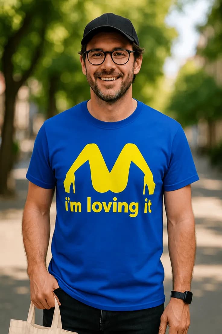 Rolig t-shirt I'm loving it motiv – M i'm loving it