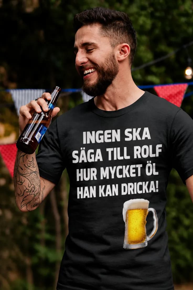 Rolig t-shirt Ingen öl kan dricka med namn