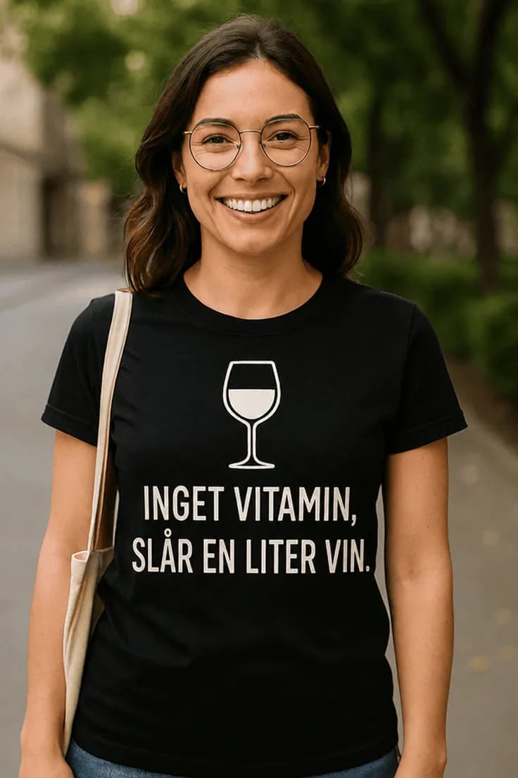 Rolig t-shirt Inget vitamin slår vin