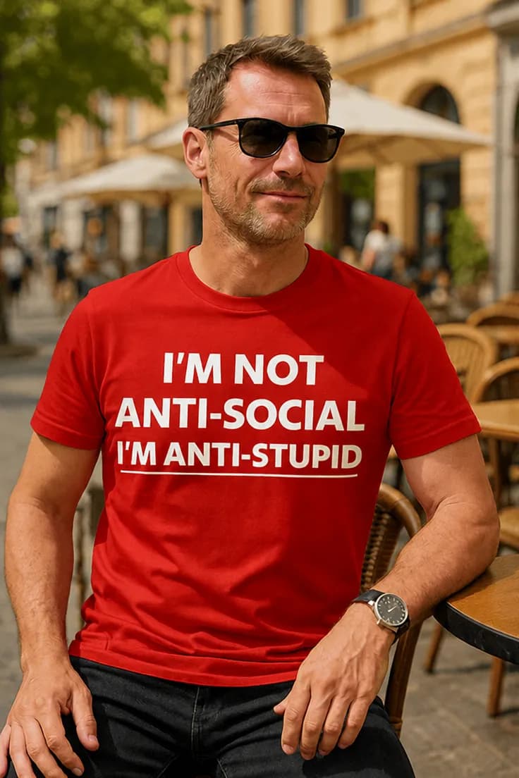 Rolig t-shirt Inte antisocial bara antikorkad