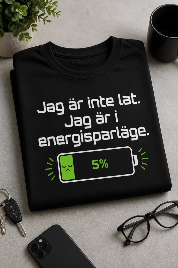T-shirt jag är inte lat, jag är i energisparläge
