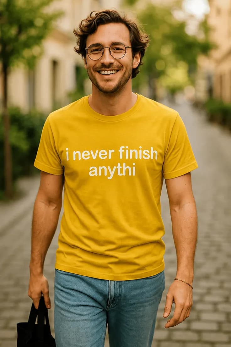 Rolig t-shirt Jag avslutar aldrig