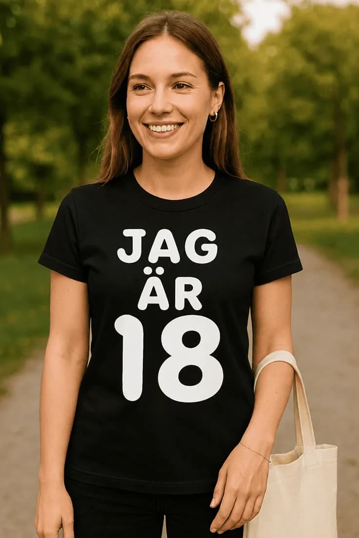 Rolig t-shirt Jag är 18 – JAG ÄR 18