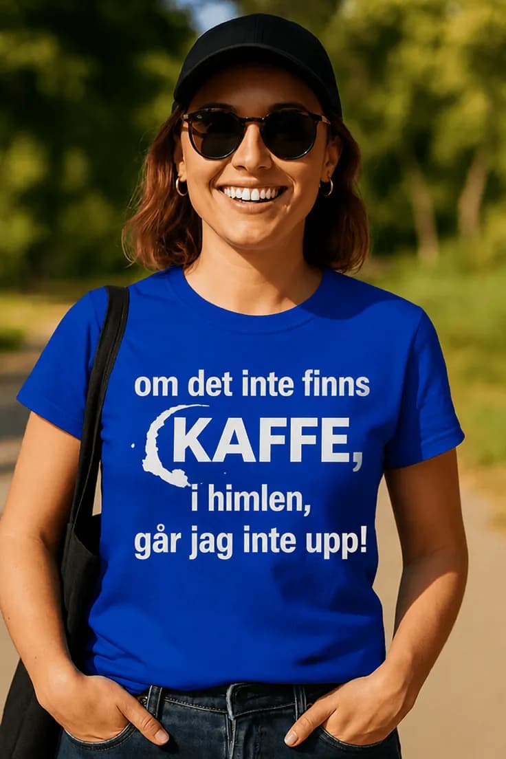 Rolig t-shirt Kaffe i himlen – om det inte finns
