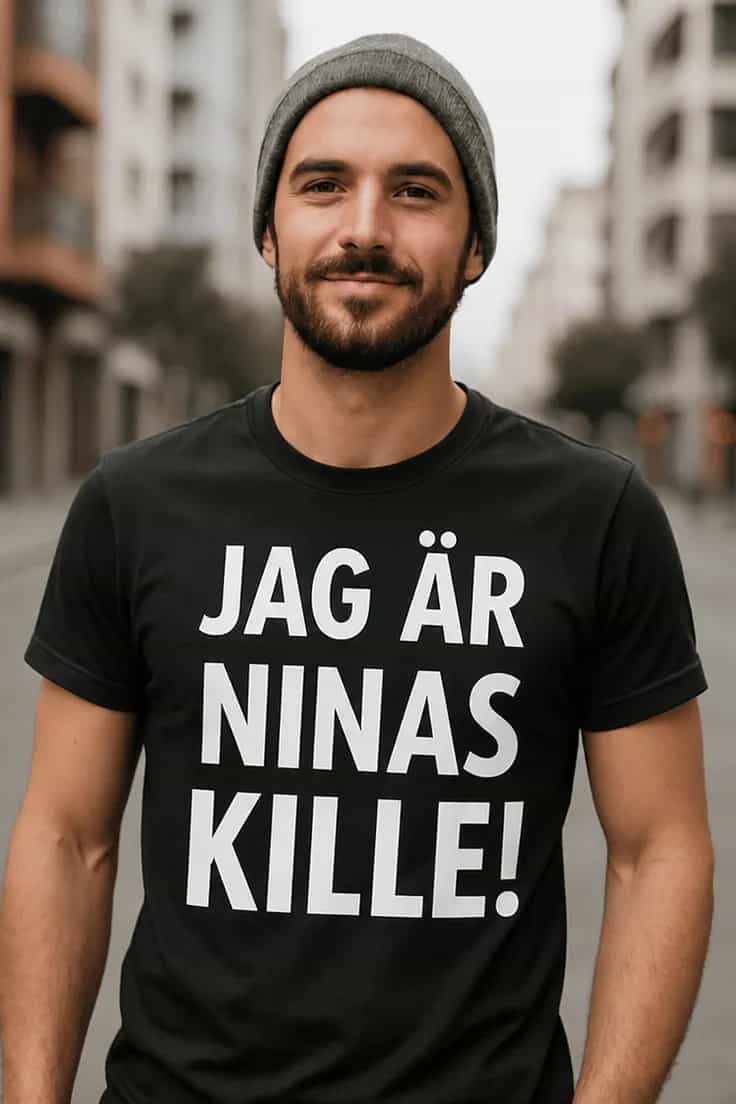 Rolig t-shirt Kille med namn – JAG ÄR NINAS KILLE!