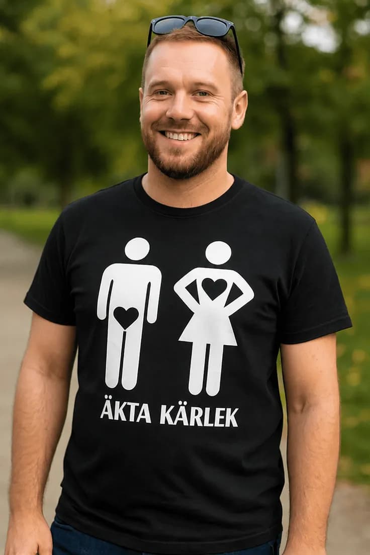 Rolig t-shirt Äkta kärlek – ÄKTA KÄRLEK