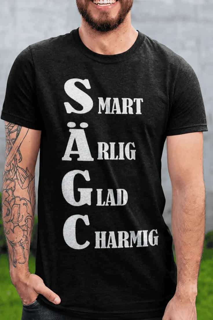 Rolig t-shirt Öl initialer – SMART ÄRLIG GLAD
