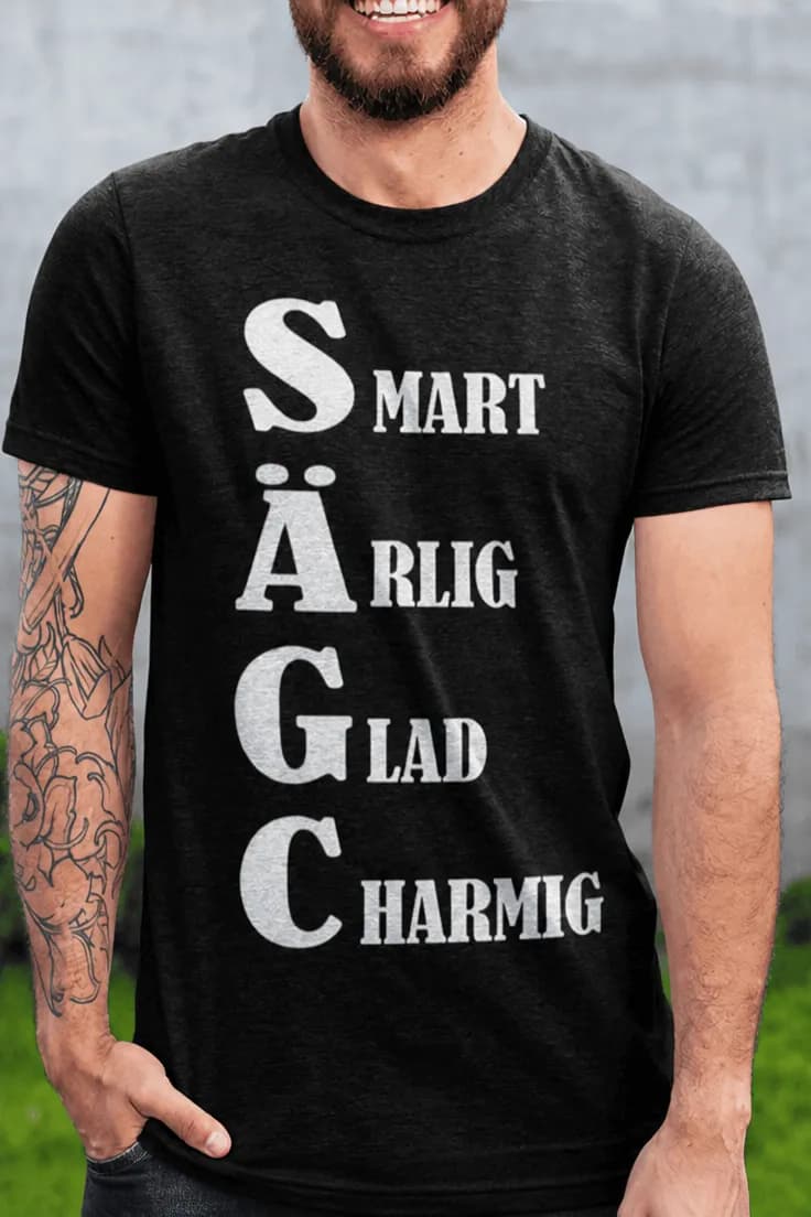 Rolig t-shirt Öl initialer – SMART ÄRLIG GLAD